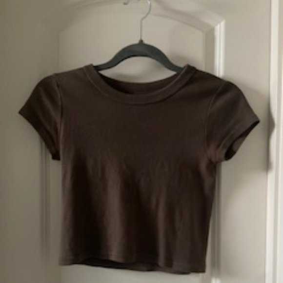 Brandy Melville Tops - Brandy Melville brown short sleeve crop top (S)